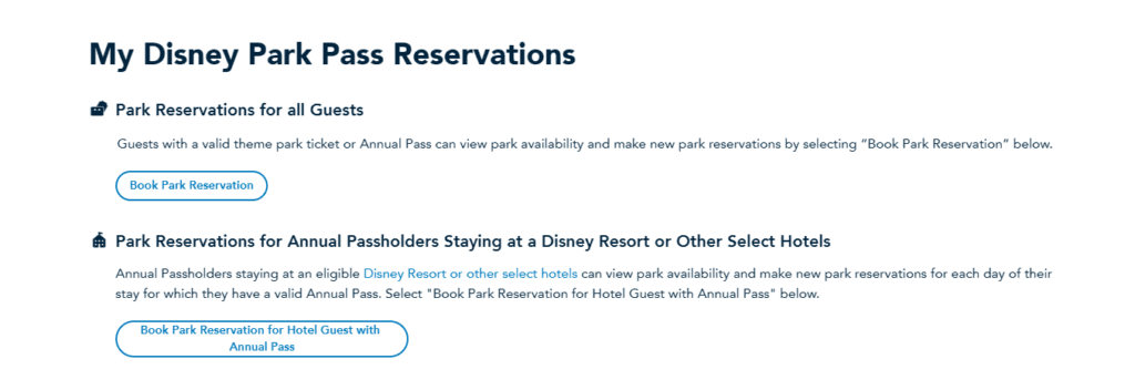 agendar os parques da Disney