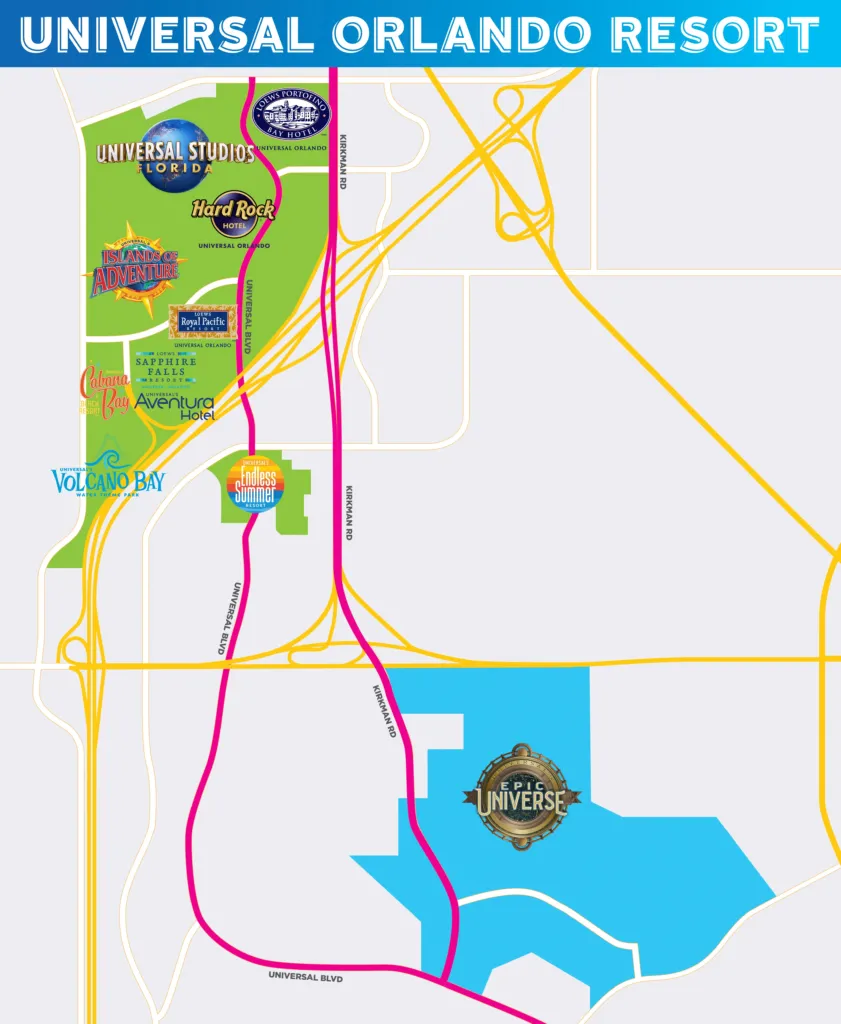 Mapa do parque Universal Epic Universe, em Orlando