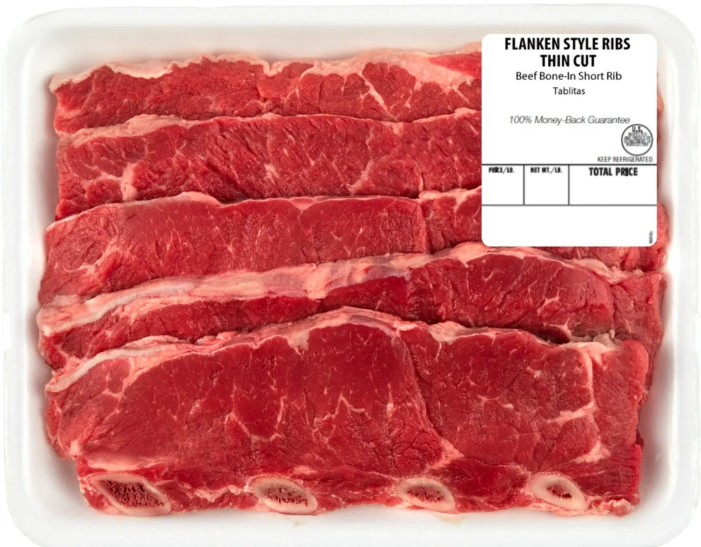 Beef Flanken Style Ribs Thin Bone-In, 1.35 - 1.9 lb Tray - Walmart