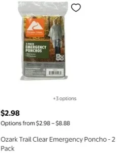 Capa de chuva Ozark Trail Clear Emergency Poncho - 2 Pack Walmart